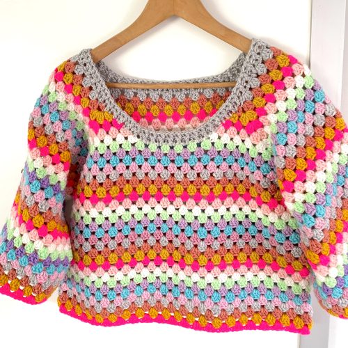 Crochet pattern Granny sweater Ivy (scrap yarn) – Frisian knitting